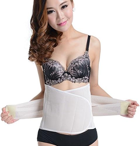 Fuwok Women Elastic Breathable Ventilation Postpartum Postnatal Pregnancy Abdominal Belly Support Girdle Band Belt for Waist Slimming Shaper Wrapper Abdomen Color Beige (M)