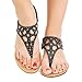 Twisted Women's Riley Faux Suede Cutout Gladiator T-strap Low Wedge Sandal with Rhinestones