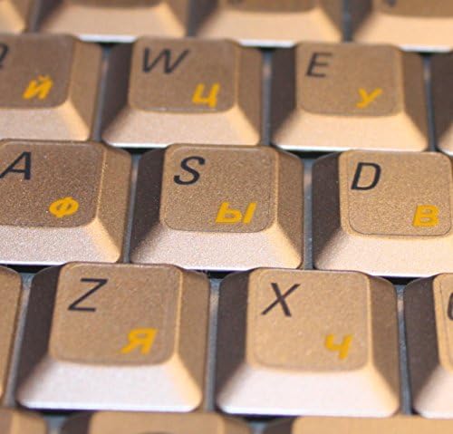 Russian Transparent Keyboard Sticker Decal with YELLOW Letters