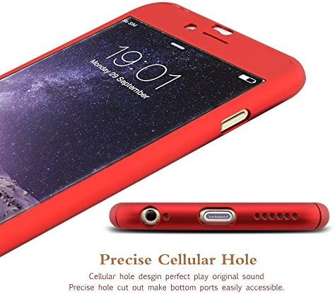 iPhone 6/6S Case, IPAKY 360 Degree All-round Protective Slim Fit Case Cover with Tempered Glass Screen Protector Skin for Apple iPhone 6/6S Plus 5.5 Inch (Red)