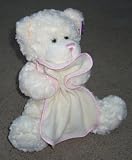 Beautiful CuddlesTime Soft 26cm Teddy Bear with Pink Edged Blanket. Age from Birth. Light Beige or Cream