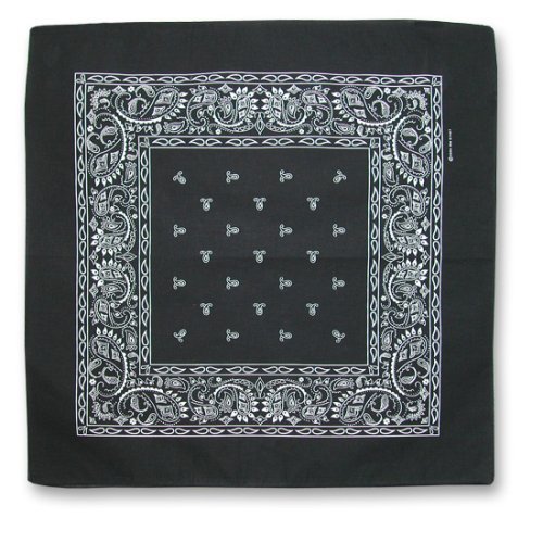 Black Paisley Bandana - 22 x 22 -Dozen
