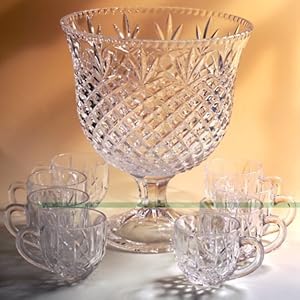 Amazon.com | Godinger 10-Piece Footed Punch Bowl Set: Crystal Punch