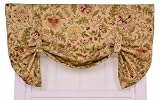 Imperial Dress Jacobean Floral Lined Tie-Up Valance Window Curtain, Antique