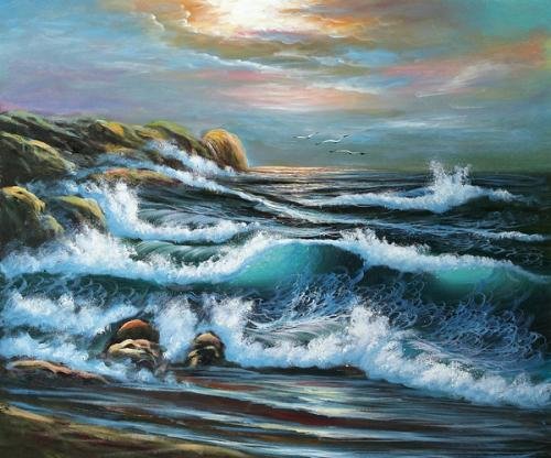 Art Reproduction Oil Painting - Seascapes: Peeking Sun - Classic 20