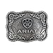 Ariat Rectangle Rope Edge Shield Buckle Silver One Size