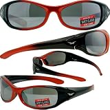 SUNGLASSES SAXON UV400 EYEWEAR FLASH MIRROR LENSES SAFETY GLASSES (ORANGE/BLACK FRAME)