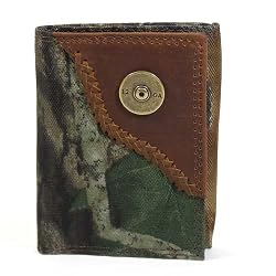 Mossy Oak Fabric Camo Tri-fold Wallet with Leather Corner - Collegiate Series