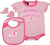 Washington Redskins Newborn Pink Creeper, Bib, and Bootie Set