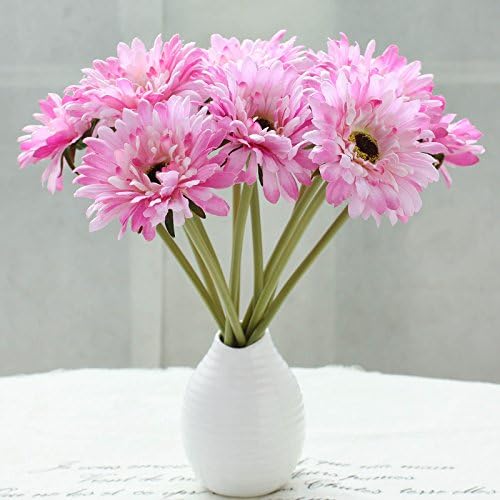 10 PCS Real Touch Latex Silk Artificial Flowers Chrysanthemum Party Room Decoration DIY Flower Bouquet (Light Purple)