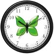Green Butterfly - JP Animal Wall Clock by WatchBuddy Timepieces (Black Frame)