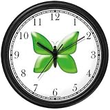 Green Butterfly - JP Animal Wall Clock by WatchBuddy Timepieces (Black Frame)