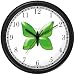 Green Butterfly - JP Animal Wall Clock by WatchBuddy Timepieces (Black Frame)