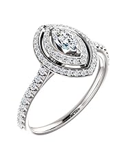 Platinum Marquise Cut Diamond Double-Halo Ring -- LIFETIME WARRANTY