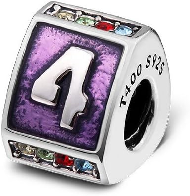 Lucky Number Four Beads Made with Swarovski and Sterling Silver (Free Genuine Leather Bracelet)