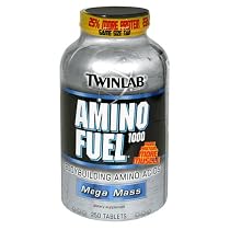 TwinLab Amino Fuel 1000 Body Building Amino Acids, Mega Mass, Tablets, 250-Count Bottle