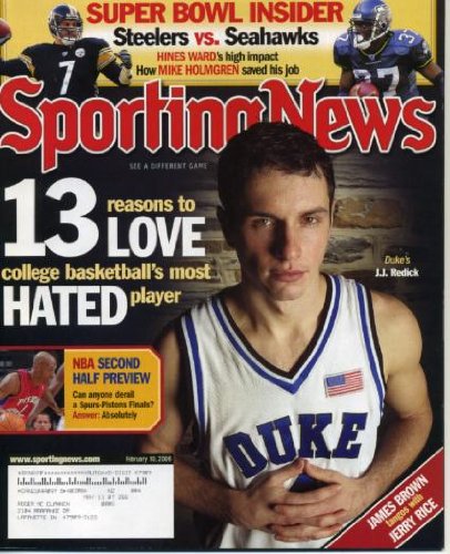 Sporting News February 10, 2006 J.J. Redick/Duke Basketball, Hines Ward/Pittsburgh Steelers