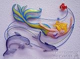 Ocean Mermaid Dolphin Beach Metal Tin Wall Art