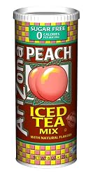 AriZona Sugar Free Peach Iced Tea Mix, 1.9-Ounce Tubs in Cannister (Pack of 4)