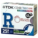 TDK �ǡ�����CD-R 48X �ۥ磻�ȥ磻�ɥץ�󥿥֥� ���塼�֥��������� 25��ѥå� CD-R80PWDX25CS