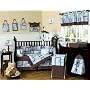 Blue and Brown Geo Modern Baby Bedding - 9pc Crib Set