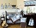 Blue and Brown Geo Modern Baby Bedding 9pc Crib Set