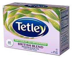 Tetley British Blend Naturally Decaffeinated Premium Black Tea, 40-Count Tea Bags (Pack of 6)