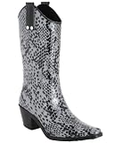 Capelli New York Shiny Python Skin Printed Ladies Rubber Rain Boot