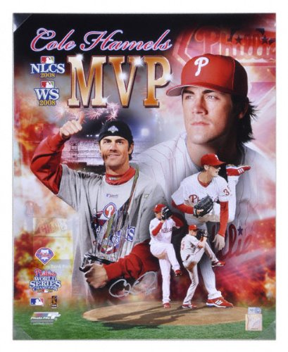 Mounted Memories Philadelphia Phillies Cole Hamels Autographed 16X20 2008 World Series And Nlcs Mvp Collage