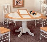 Review visiondecor Furniture  / 42 x 57 Natural and White Oval Tile Top Dining Table with Butterfly Leaf