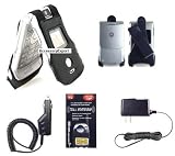 Super Accessories Lot for Motorola Razr / V3 / V3m / V3c (Includes CAR Charger, Travel Home Wall Charger, Leather Case, Swivel Ratcheting Belt Clip Holster, & Antenna Booster)