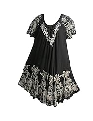 Short Sleeves Spaghetti Strap Cotton Shirred Lace-Up Embroidered  Dress