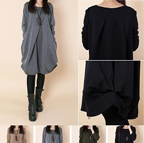 jierly Pleated Autumn Maternity Dress Plus Size Cotton Clothes for Pregnant Women Winter Clothing for Pregnancy Vestidos Roupa Gestante Black XXL