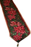 Christmas Poinsettia Design 13" X 70" Table Runner