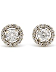 CleverEves 1.25.ctw I1-I2 Color G-H Diamonds 18K Gold Earrings