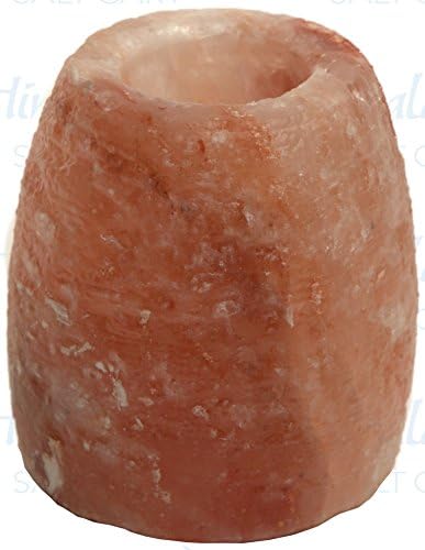 Himalayan Salt Cart Natural Crystal Salt "Chipped" Candle Holder, 1 to 3 Pounds, 4 Inches