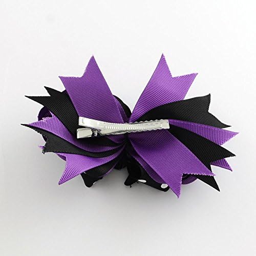 Pandahall 1 Pcs Halloween Grosgrain Bowknot Alligator Hair Clips, with Iron Clips, Platinum, DarkViolet, 110x130mm