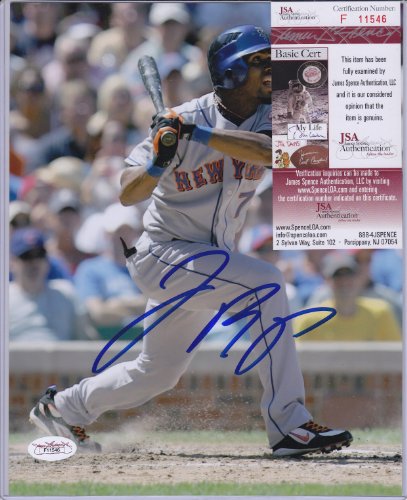 Jose Reyes New York Mets Signed Autographed Photo Jsa Coa Matching Numbers