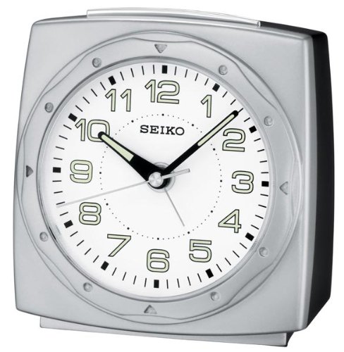 Seiko Bedside Alarm Clock Silver-Tone Metallic Case