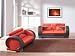 Ultra Modern Red and Black Leather Sofa and Loveseat Set