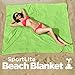 Microfiber Beach Blanket/Outdoor Picnic Blankets (64 x 76 inches) XL Beach Towel – Fits Two - Corner Anchor Pockets - Sand Free - Fast Dry - Travel – Sport - Camping