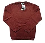 (フェアヴァリュー)FAIRVALUE ホールガーメント Vネック セーター 毛100% ウール100% 日本製 (M, ワイン)