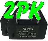 2 PK Compatible Panasonic KX-P2130 / 2135 Black Printer Ribbons (KX-P160), Works for KX-P2130, KX-P2135