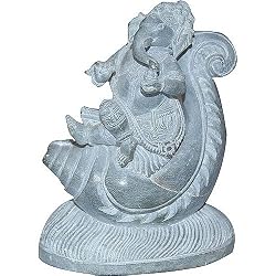 Stone Carving Lord Ganesha Religious Statue (sos309)