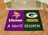 Fanmats 8462 Minnesota Vikings Green Bay Packers House Divided Rug Fanmats 8462 Minnesota Vikings Green Bay Packers House Divided Rug