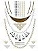 Super Metallic Gold Silver Black Jewelry Temporary Bling Tattoo 6 Sheets Pack