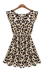 Sexy Leopard Print Illusion  Elasticized   Waistline Party Dress  With Ruffles