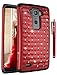 LG G Flex 2 Case, Style4U G Flex 2 Studded Rhinestone Crystal Bling Hybrid Armor Case Cover for LG G Flex 2 (2015 Release) with 1 Stylus [Red / Black]