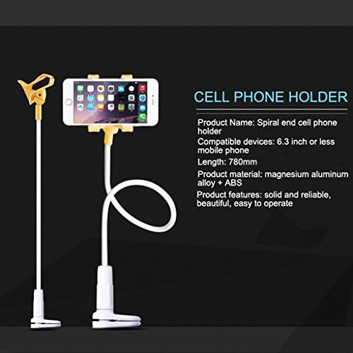Cell Phone Holder, Qcute 360 Rotating Flexible Long Arm cell phone lazy stand Fit for Most device (under 6.3 inches)such as iphone 6/6Plus, Samsung S6 Note 5, HTC, Sony ,LG etc (Yellow)