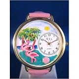 Whimsical Watches Unisex Pink Flamingo Gold Watch Watch G0150001 by Whimsical Watches